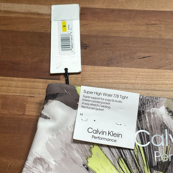 Calvin Klein Floral-Print 7/8 Leggings - Collage Floral Beige M - Picture 4 of 9